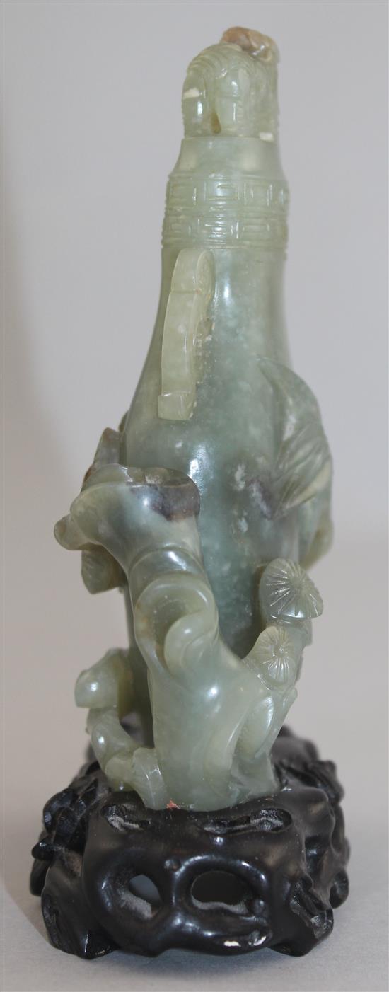 A Chinese celadon jade vase and cover, late 19th / early 20th century,